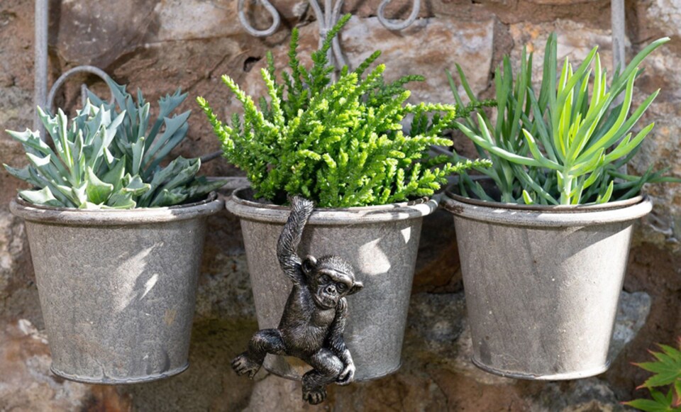 image 1 of Chimpanzee Plant Pot Hanger - L11.5 x W7 x H4.5 cm