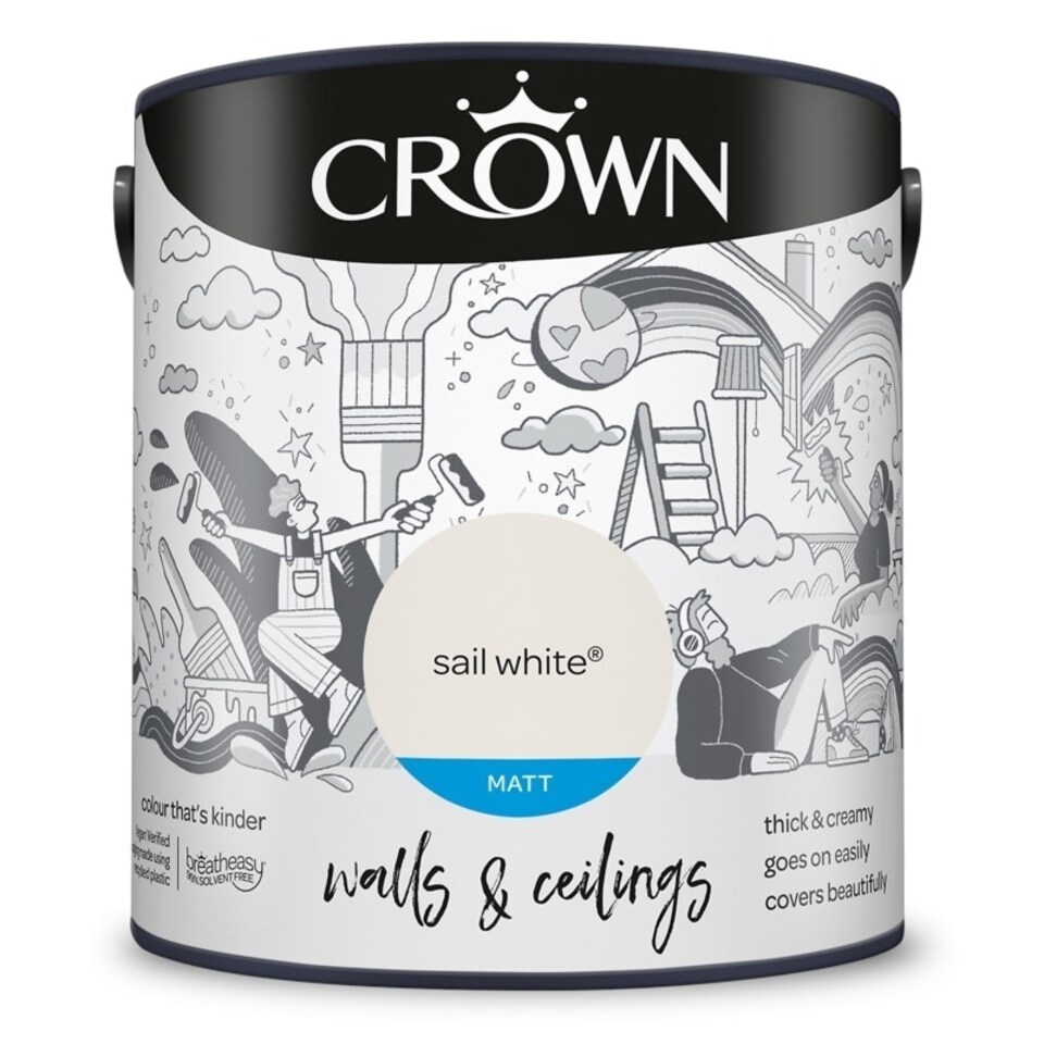 image 1 of Crown Walls & Ceilings Matt 2.5L Sail White