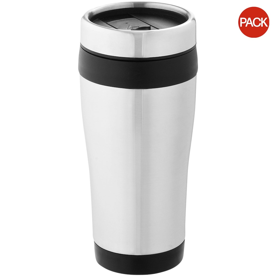 image 1 of Bullet Elwood Insulated Tumbler (Pack of 2) - Silver/Solid Black - 17.6 x 8.3 cm