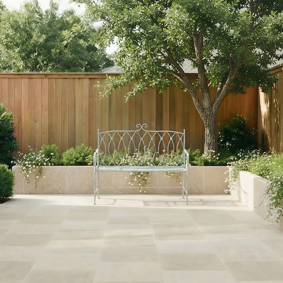 image 1 of Charles Bentley Decorative Wrought Iron Outdoor Rustic Bench - Sage Green