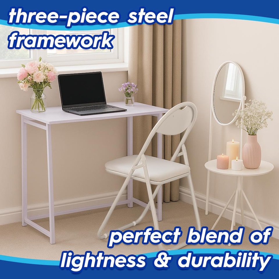 image 1 of Harbour Housewares Deluxe Wooden Folding Desk - 80cm - Lilac | White | White