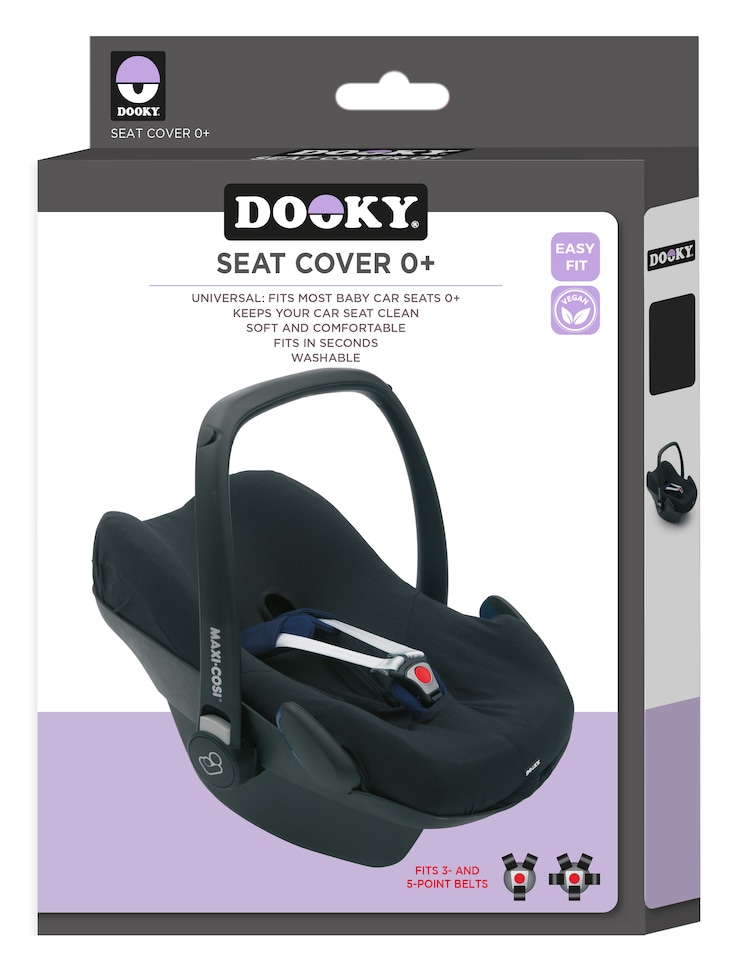 image 1 of Dooky Group 0+ Baby Car Seat Cover, Universal Cotton 0-13kg, Plain Black