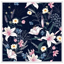 Tropical white & pink flowers (Picutre Frame) White | M