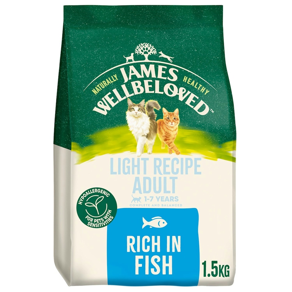 image 1 of James Wellbeloved Light Recipe 1-7 Years Adult Dry Cat Food Rich in Fish 1.5kg
