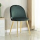 image 2 of Set of 2 Lucia Ergonomic Velvet Dining Chairs with Wooden Legs, Modern Upholstered Accent Chair | Green