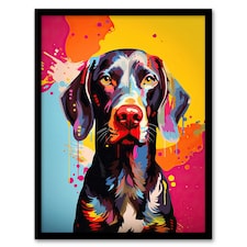 Dog Shorthaired German Pointer Pet Portrait Black Framed Wall Art Print A4