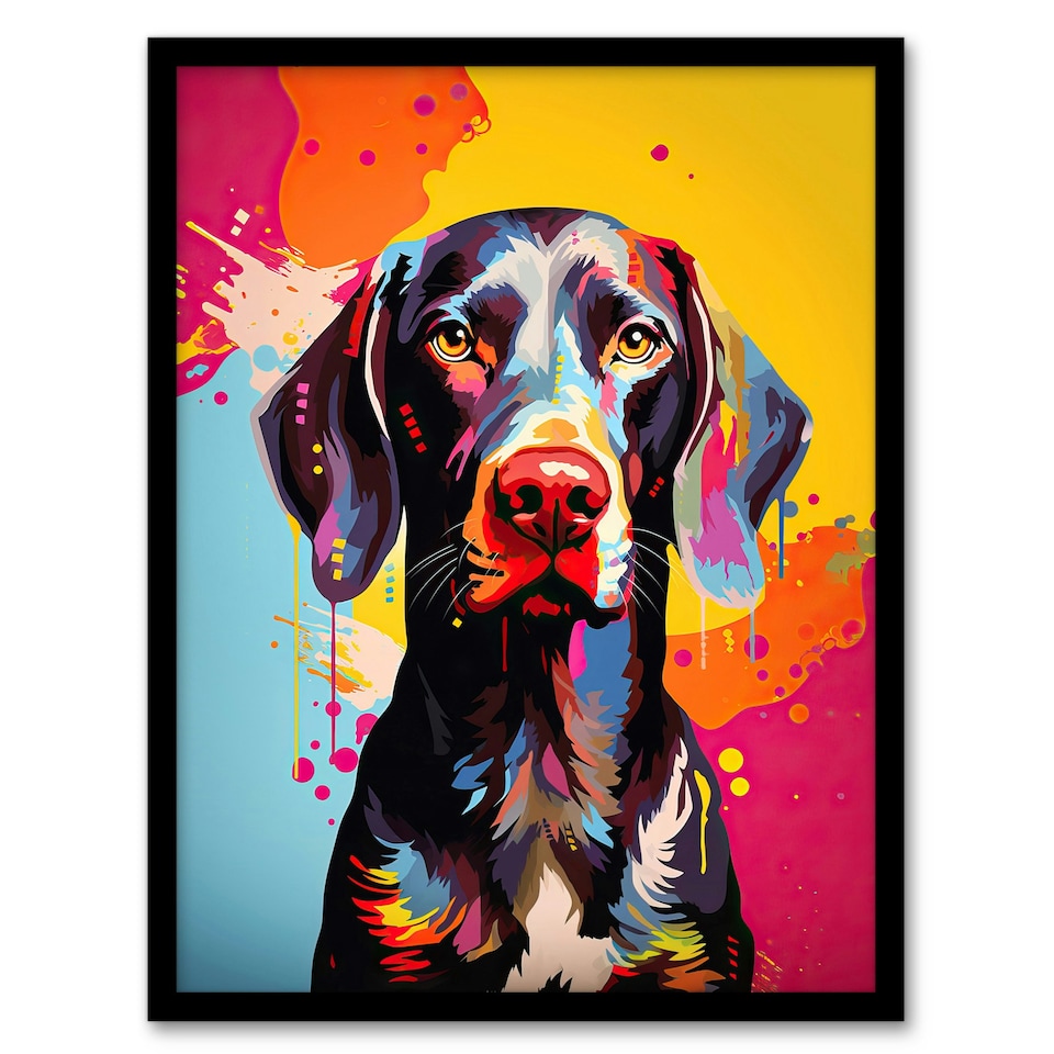 image 1 of Dog Shorthaired German Pointer Pet Portrait Black Framed Wall Art Print A4