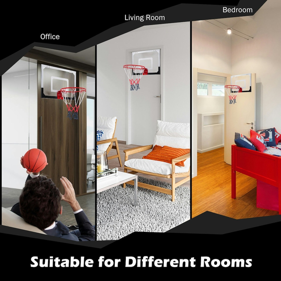 image 1 of COSTWAY Basketball Hoop Over-The-Door Basketball Backboard Red | Standard