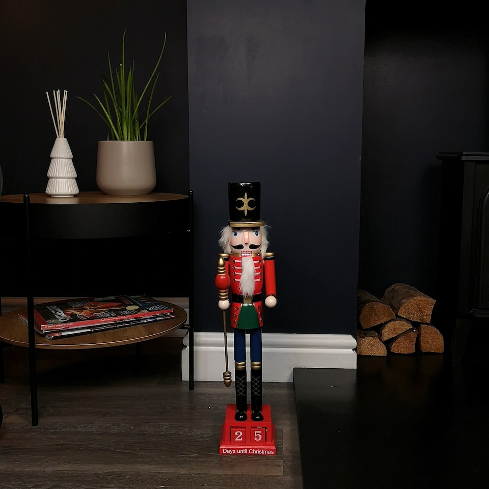 image 1 of 50cm Red Countdown Wooden Christmas Nutcracker Decoration