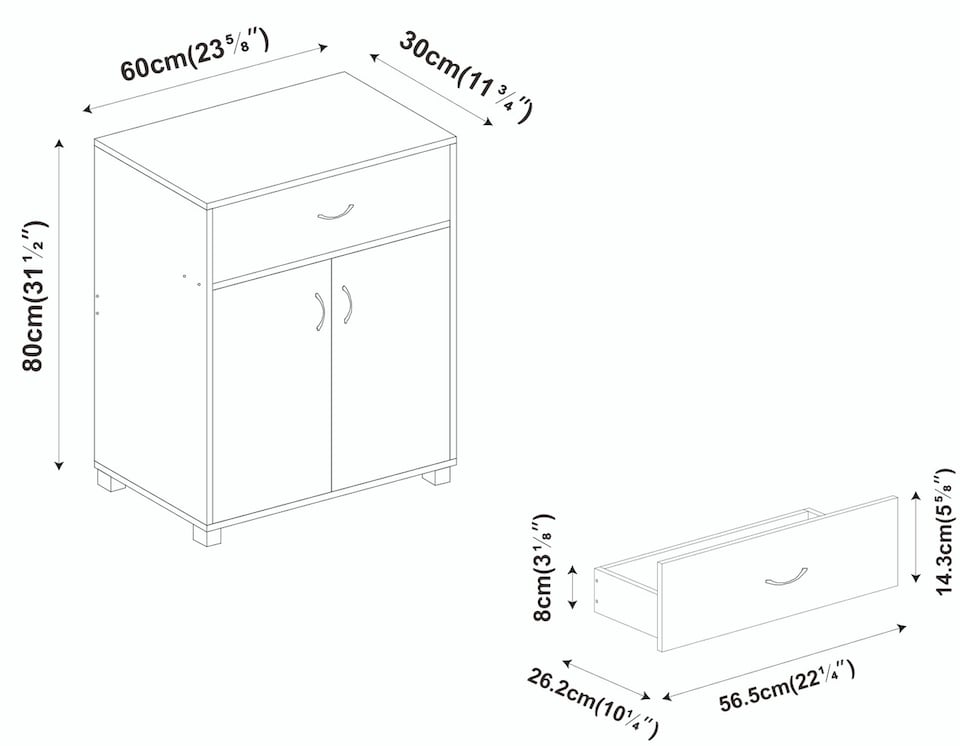 image 1 of Cabinet With Doors and Drawer | Black | 76 x 32 x 15.5 | 1