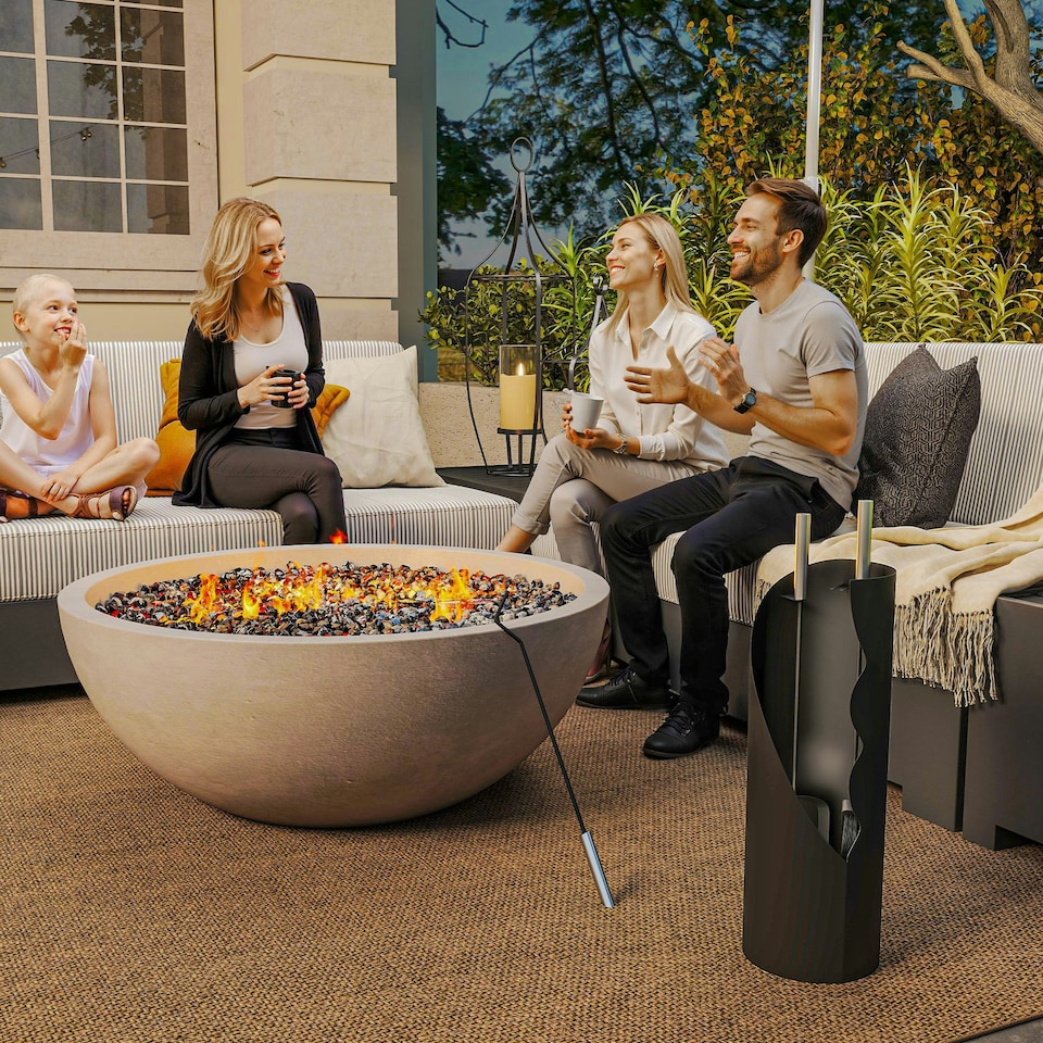 image 1 of Outsunny 4 PCS Fireplace Companion Set, Metal Fireside Companion Set, Black