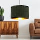 image 3 of Sundance - Dark Green Velvet Pleated 30cm Lamp Shade with Gold Inner | Green | Gold | Large | 1
