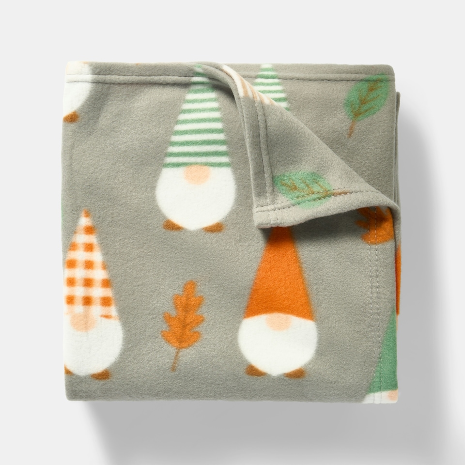 image 1 of OHS Autumnal Halloween Gonk Pumpkin Ghost Ghouls Soft Cosy Plush Warm Polar Fleece Throw Over Bed Blanket, 120x150cm Grey | Charcoal Autumnal Gonk