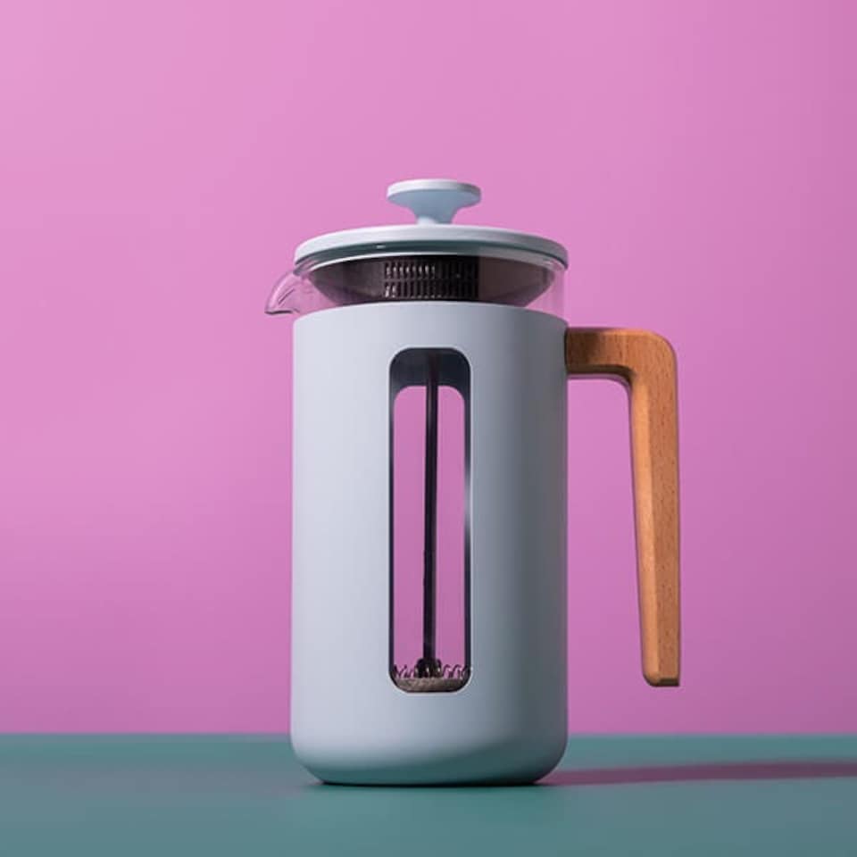 image 1 of La Cafetiere Pisa 8 Cup Cafetiere Sky Blue with Wood Handle