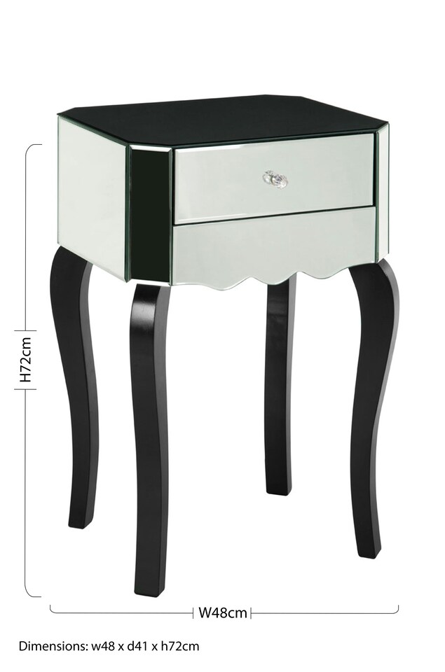 image 1 of Interiors by Premier Black and White Mirrored 1 Drawer Side Table, Mirrored Side Table, Black and White Side Table with Storage | Silver