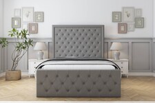 Sloomy Vienna Pewter Dumfries Bed Frame With Mattress With 50" Upholstered Headboard 3' Single