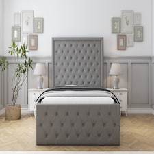Sloomy Vienna Pewter Dumfries Bed Frame With Mattress With 50" Upholstered Headboard 3' Single