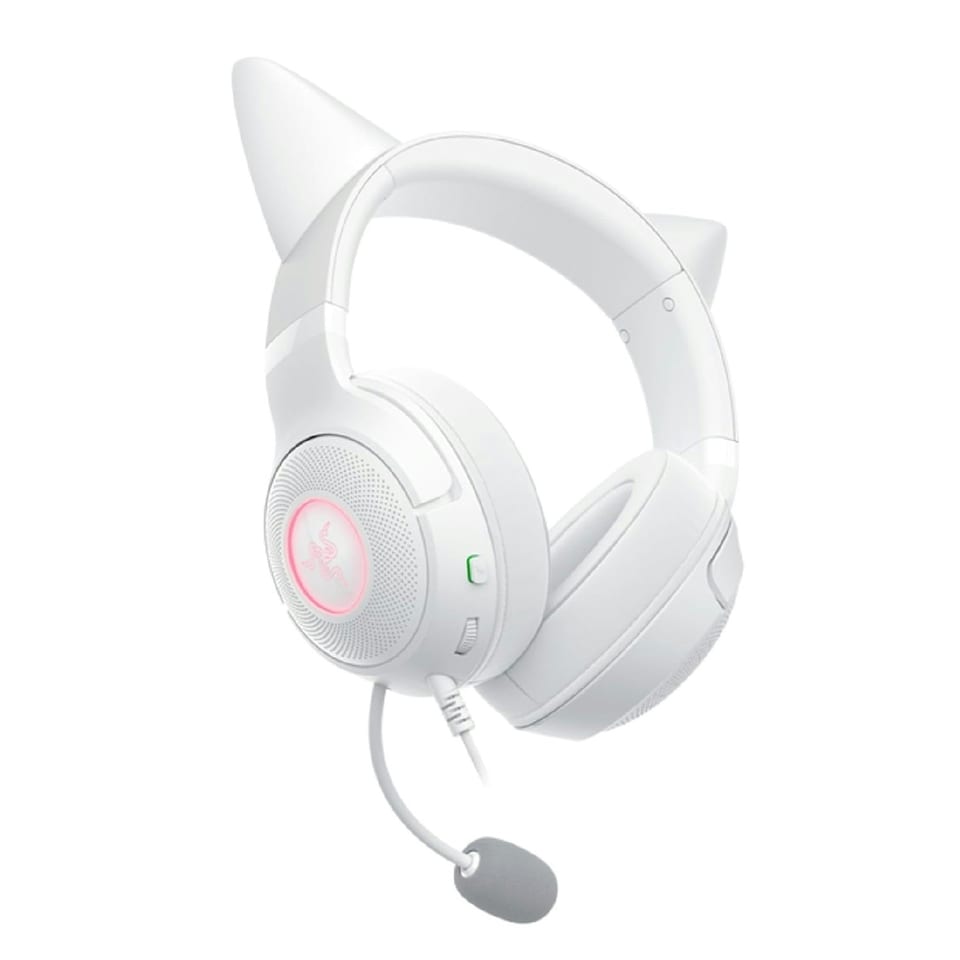 image 1 of Razer Kraken Kitty V2 Gaming USB Headset White Chroma RGB and Kitty Ears White