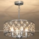 image 2 of HOMCOM Crystal Chandelier with Adjustable Height, 4-Light Modern Flush Mount Ceiling Light, Hanging Chandelier with E14 Base for Living Room, Bedroom, Dining Room, Bulb Not Included, Silver Tone | Silver