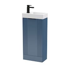 Blue 400mm Floor Standing Vanity Unit with Black Handle | Blue | Satin Blue | 1