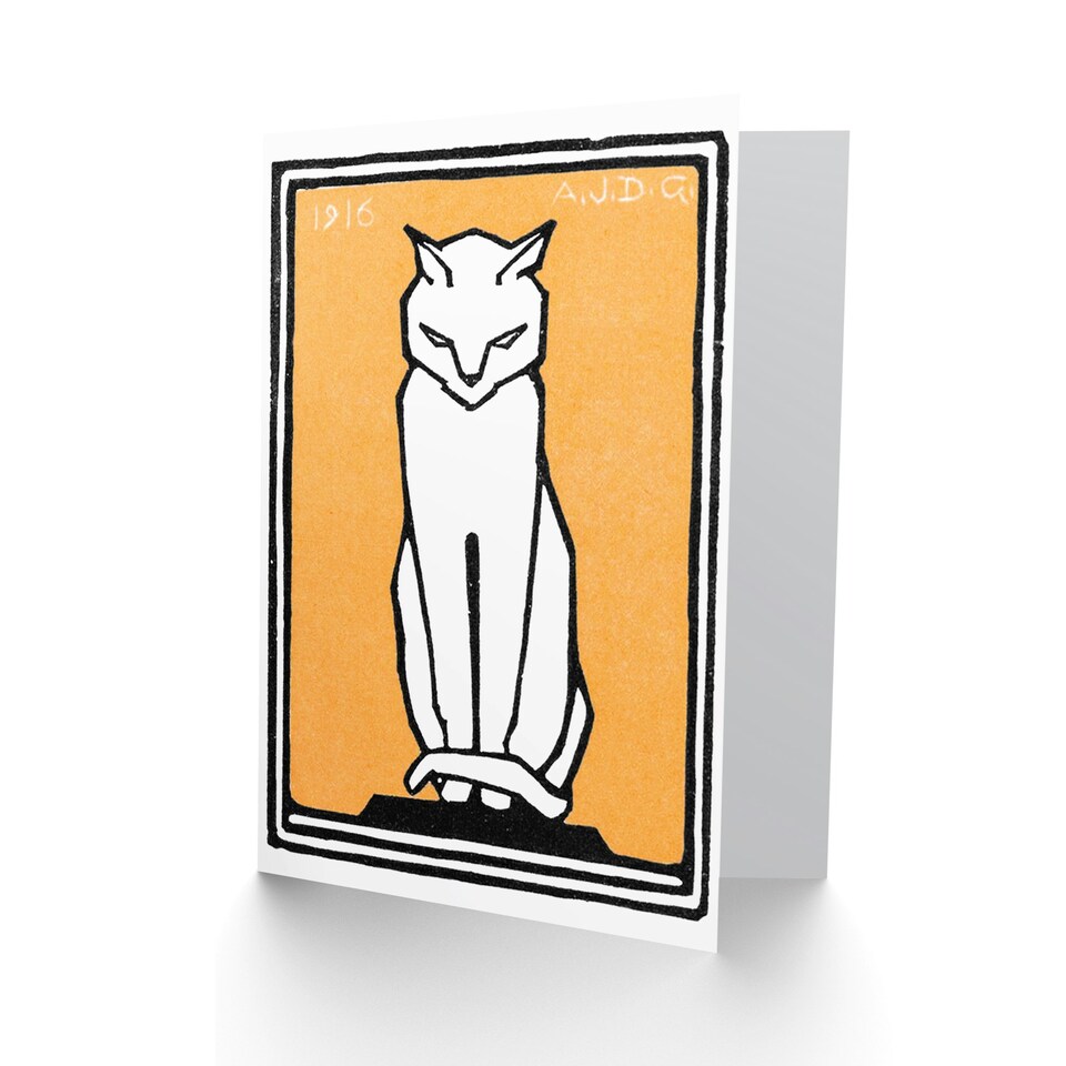 image 1 of Sitting 1916 Julie De Graag Cat Art Blank Just to Say Card