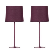 Colours - Set of 2 Burgundy 40cm Lamps Purple | Purple