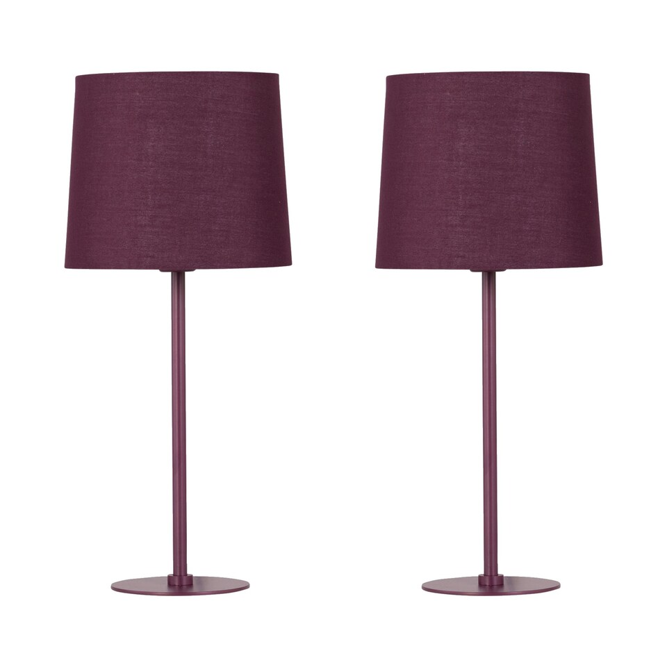 image 1 of Colours - Set of 2 Burgundy 40cm Lamps Purple | Purple