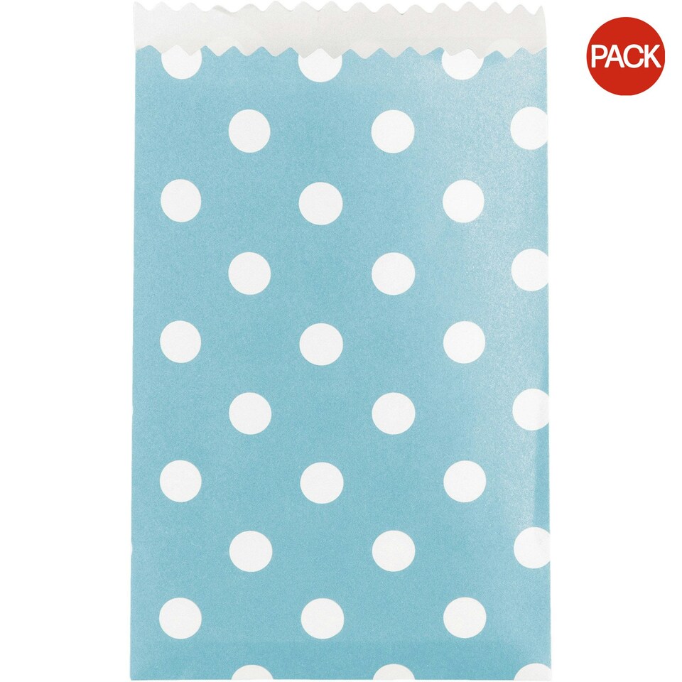 Creative Converting Polka Dot Paper Treat Bag (Pack of 20) - Pastel Blue/White - One Size