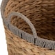 image 9 of Round Water Hyacinth Basket with Grey Rope Border Brown | Brown | L