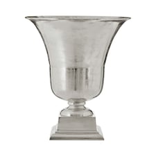 Interiors By Premier Elegant Large Silver Finish Fluted Vase, Durable Cermaic Flower Vase, Striking Design Vase For Bedroom Silver