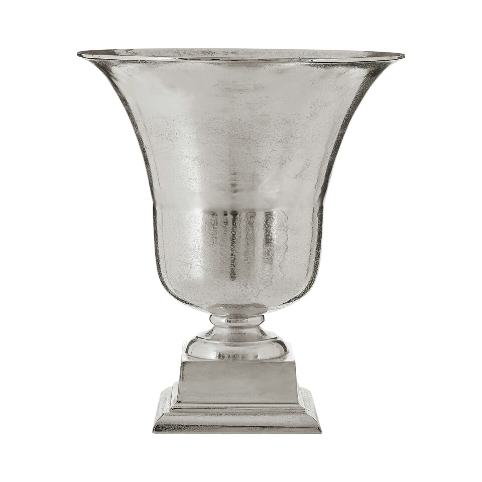 image 1 of Interiors By Premier Elegant Large Silver Finish Fluted Vase, Durable Cermaic Flower Vase, Striking Design Vase For Bedroom Silver