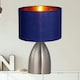 image 3 of First Choice Lighting Valentina Brushed Chrome Touch Lamp with Navy Blue Gold Shade Silver | Blue