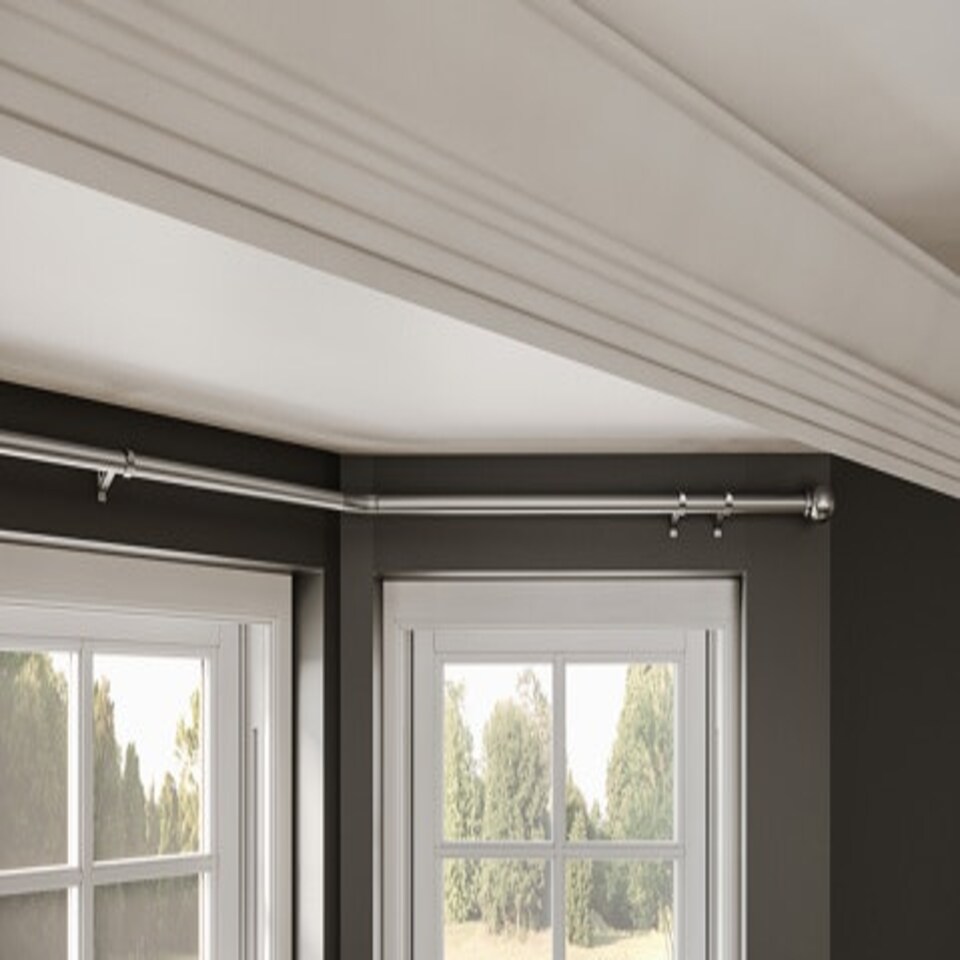 image 1 of 28mm 400cm Satin Silver Ball End Eyelet Bay Pole Set 400cm Black | Black