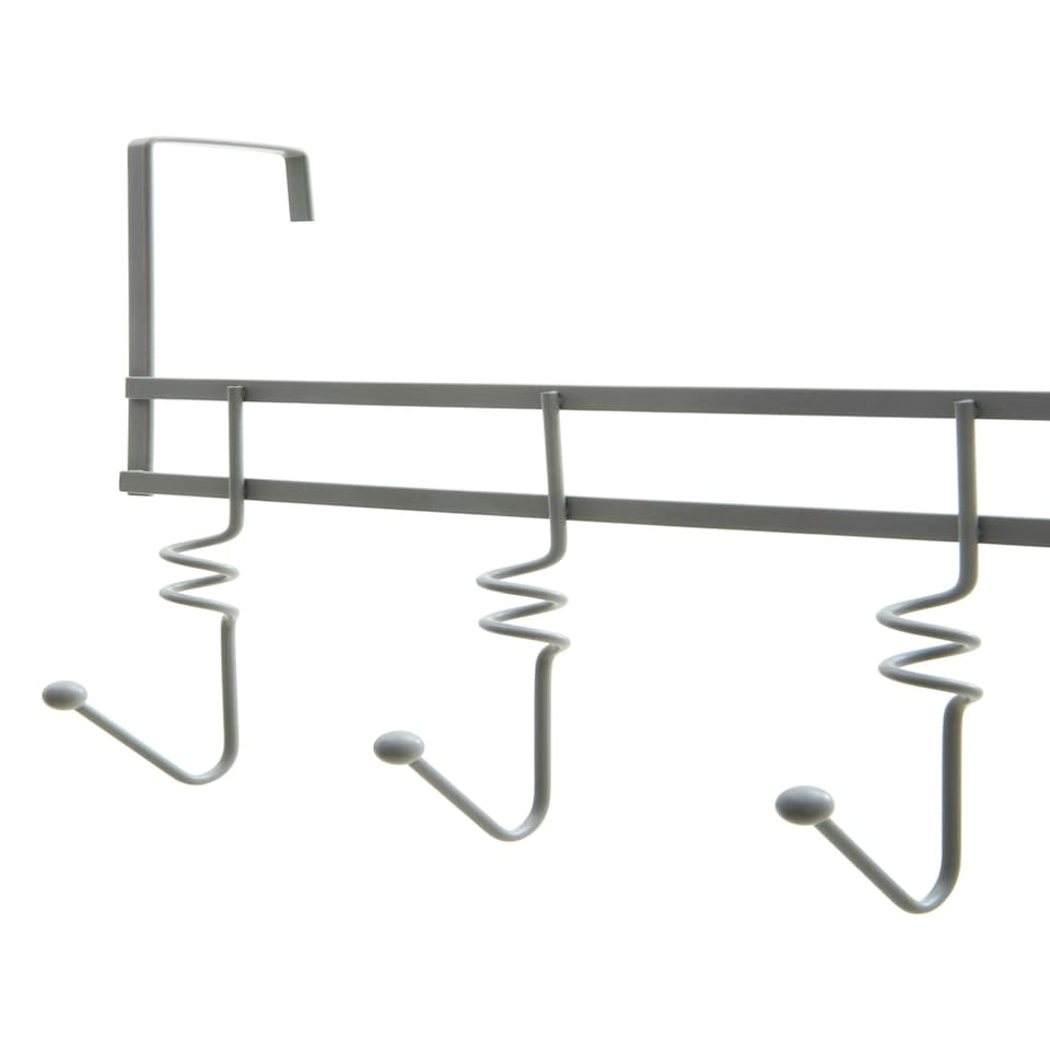 image 1 of Jaxen Matt Grey Over Door 5 Hook Swirl Hanger