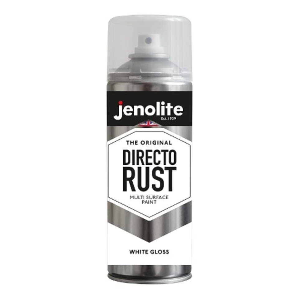 image 1 of Jenolite Directorust All-in-One Multi-Surface Paint - White Gloss - 400ml Spray Can - 3-Pack