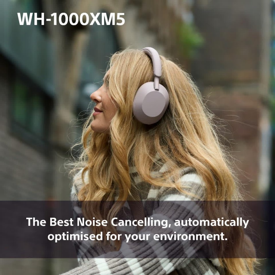 image 1 of Sony WH-1000XM5 Wireless Noise Cancelling Headphones Silver Hard Case
