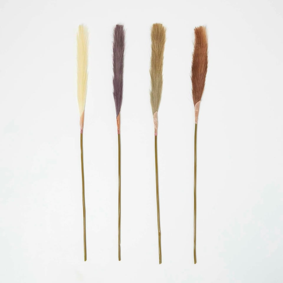image 1 of Homescapes Artificial Pampas Grass Set of 4 Natural, 78 cm