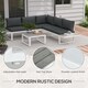 image 7 of Outsunny 4 PCs Garden Set w/ 5-Level Recline Corner Conversation Sofa Set White