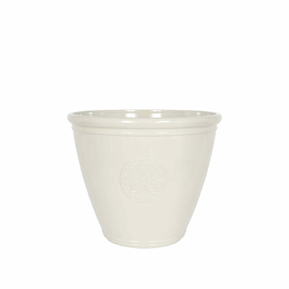 image 1 of 40cm Small Eden Emblem Plant Pot - Plastic - L40 x W40 x H30 cm - White