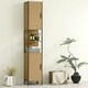 image 6 of HOMCOM Slim Bathroom Storage Cabinet with 2 Doors Open Compartments Natural Brown | Black