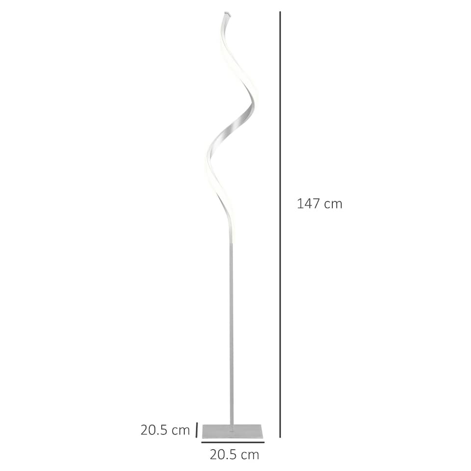 image 1 of HOMCOM Spiral Floor Lamp for Living Room with 3 Adjustable Brightness, Silver