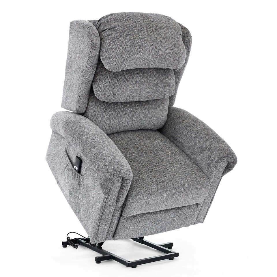 image 1 of Belvoir Grey Fabric Single Motor Mobility Rise Recliner Chair | Grey | Grey