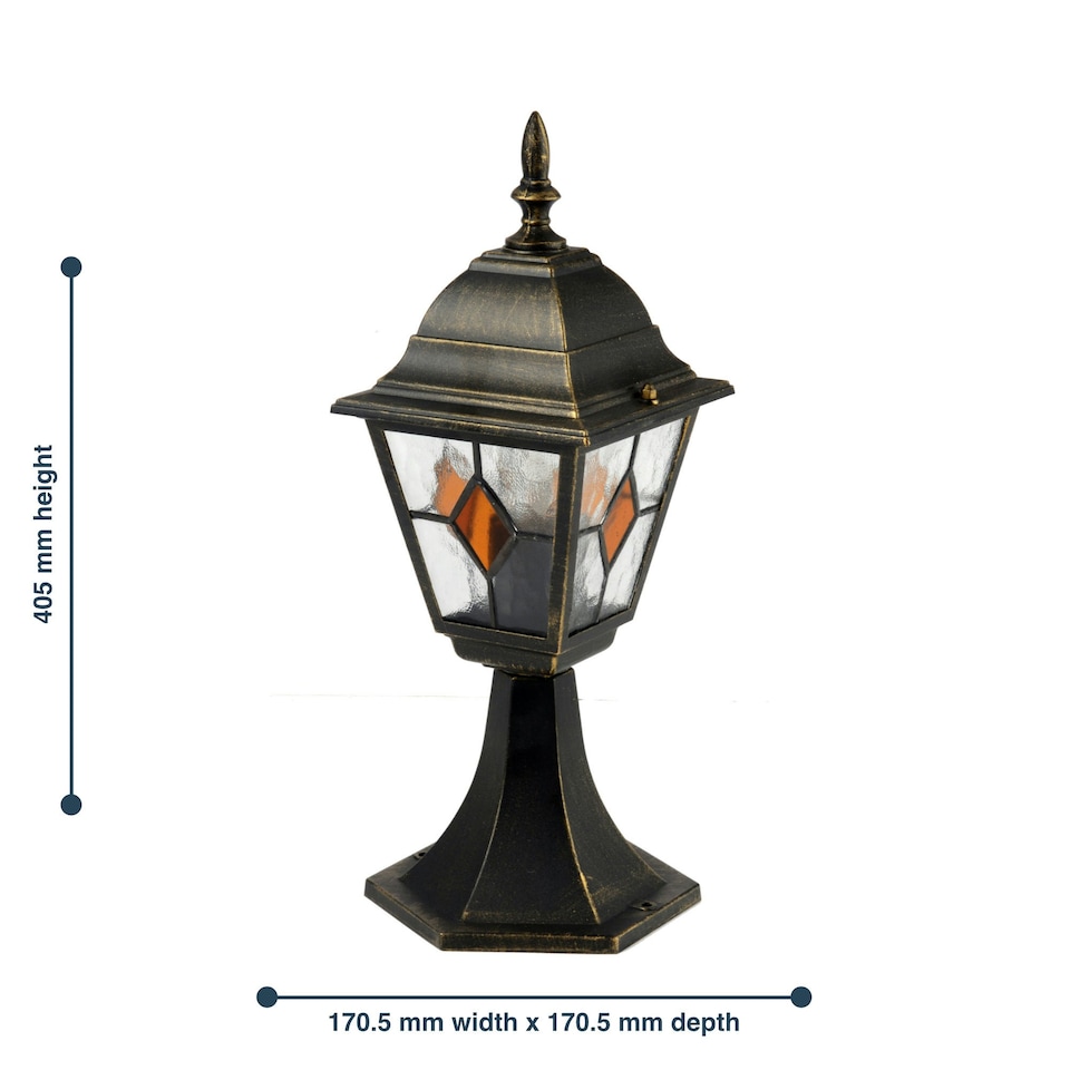 image 1 of Morecambe - Black with Brushed Gold IP44 Post Light Black | Clear