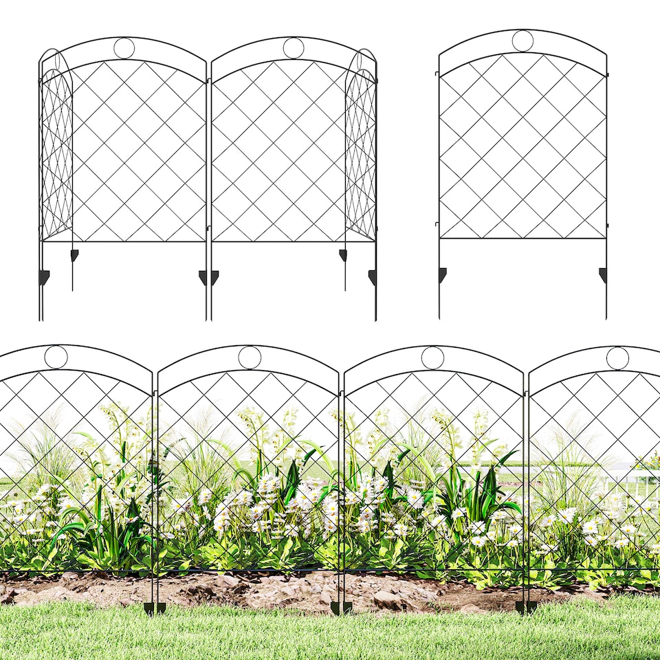 image 1 of Outsunny 4PCs Decorative Garden Fencing 43in x 11.4ft Steel Border Edging