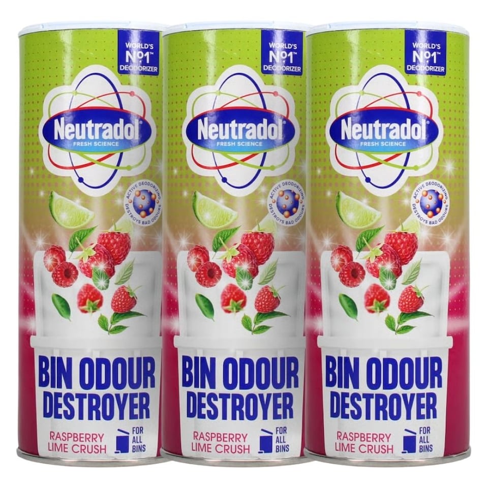 image 1 of Neutradol Odour Destroyer Dustbin Powder Raspberry Lime Crush 350g | Red | 3 - Red | 3