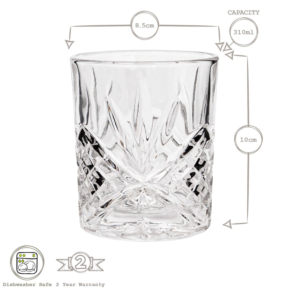 image 1 of Rink Drink Classic Whisky Glasses - 310ml - Pack of 4 | Clear | Clear