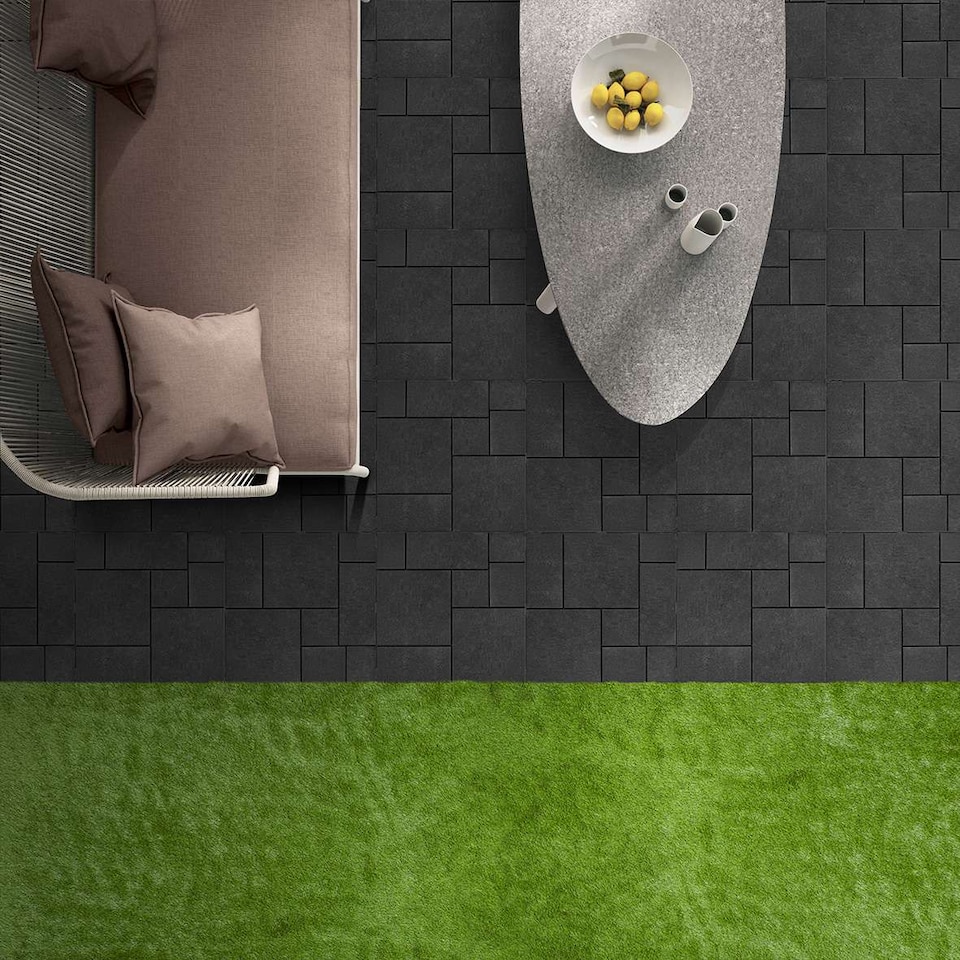 image 1 of Mosaic Garden Patio Interlocking Composite Decking Tiles - Dark Grey | Grey | Dark Grey | Pack of 10