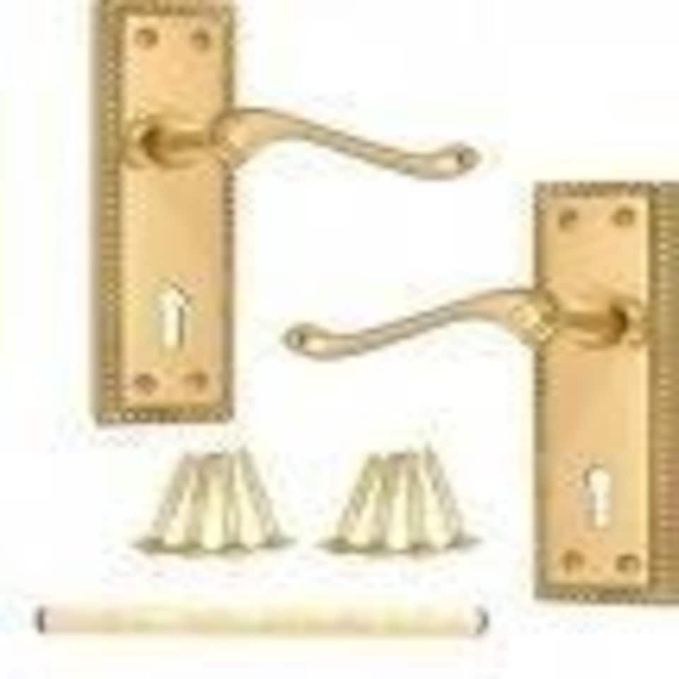 Golden Grace Georgian Scroll Lever Lock Handles in Polished Brass Finish - 150mm 48mm | Gold | 1 Set