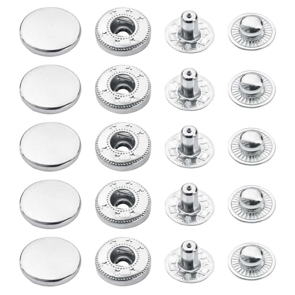 image 1 of 10mm S Spring Press Studs 4-Part, Durable & Lightweight - 10pcs