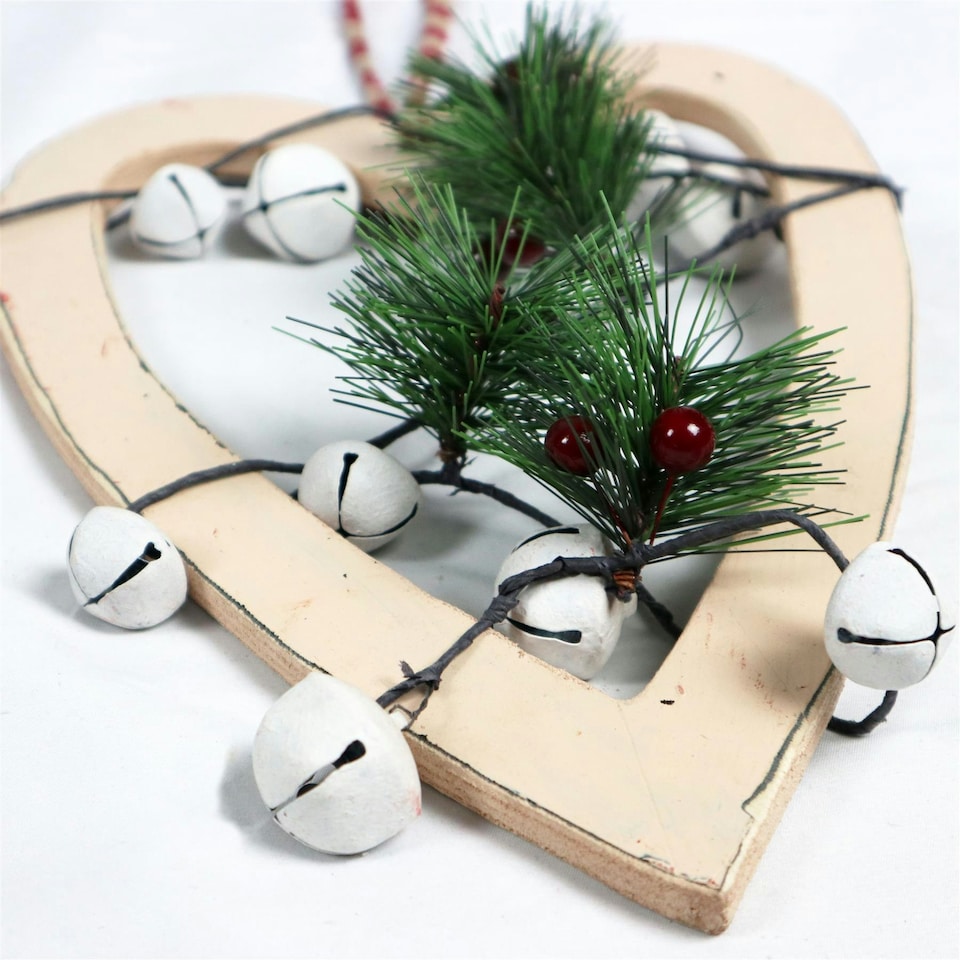 image 1 of Cream Heart Hanging Decoration - 30cm